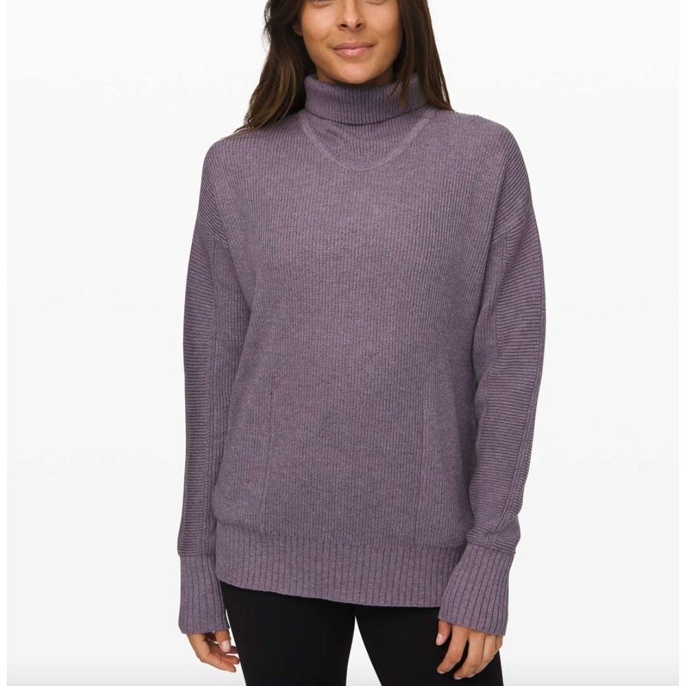 Lululemon Ribbed Knit Turtleneck Sweater Women Pima Cotton Yak Blend